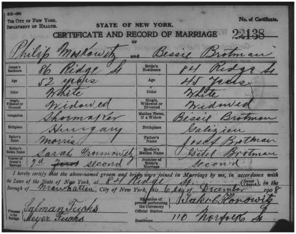 bessie philip marriage certificate