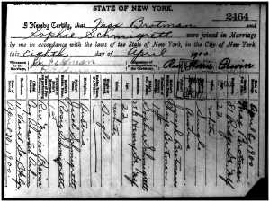 Max and Sophie's marriage certificate