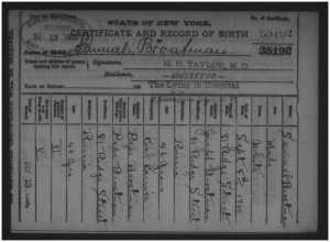 Sam Brotman birth certificate