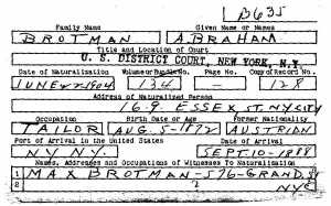 Naturalization of Abraham Brotman Max as Witness