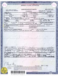 Herman Brotman's death certificate