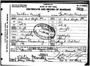 Nathan and Gertrude marriage certificate