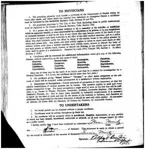 reverse of death certificate