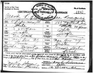 Rebecca and Frank Elkin marriage certificate