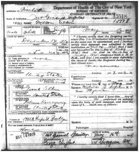 Milton Elkin death certificate