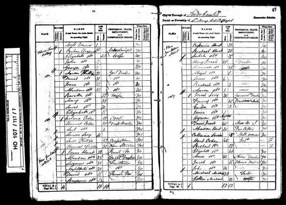 Hart Cohen and family 1841 English census