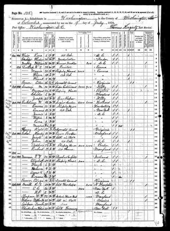 Adeline living with her children 1870 US census