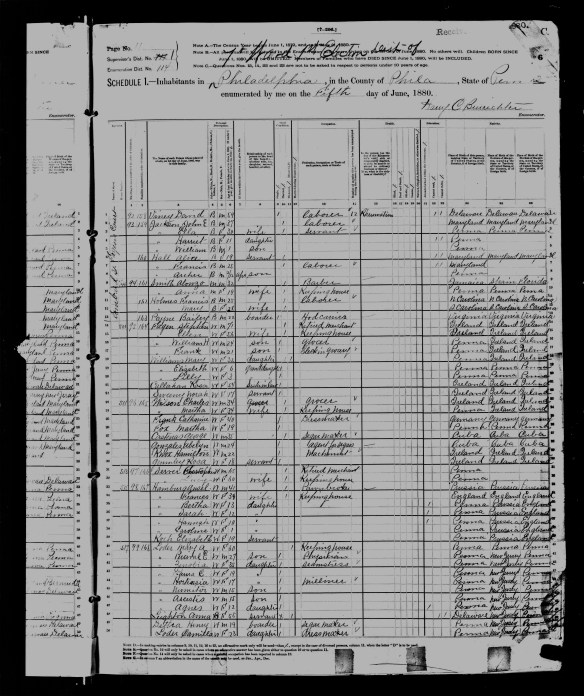 Hamberg Family 1880 US census