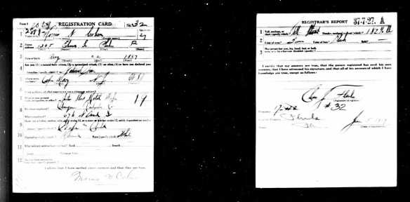 Morris Cohen draft registration for World War I