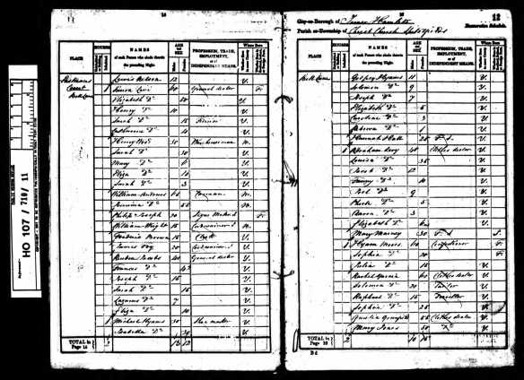 Reuben Jacobs and family 1841 England Census