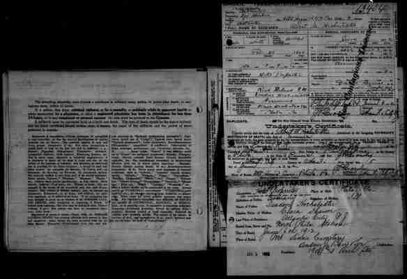 Albert Hochstadter death certificate 1912