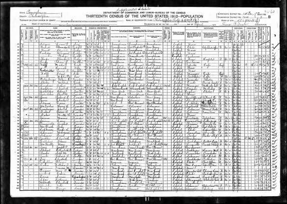 Hannah and Martin Wolf and family 1910 census