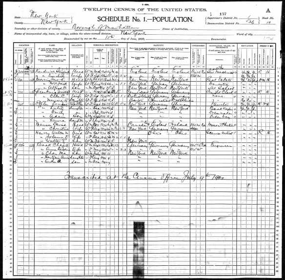 Ella and Jacob Greenberg 1900 census