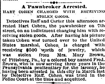 Hart DC Cohen arrested 1885 snip