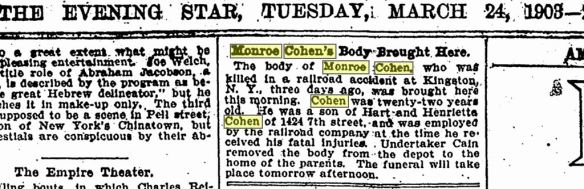Monroe Cohen body 1903