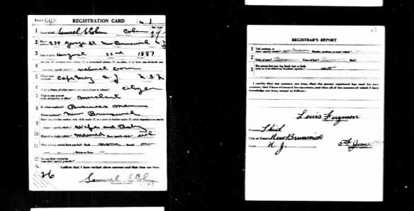 Samuel S Cohen World War I draft registration
