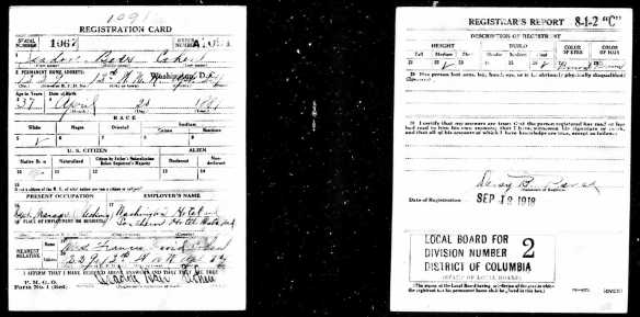 Isadore Baer Cohen World War I draft registration