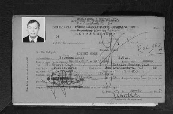 Robert Cole Brazilian immigration documents