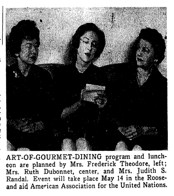 Judith Stern Randal New York Times, April 8, 1962