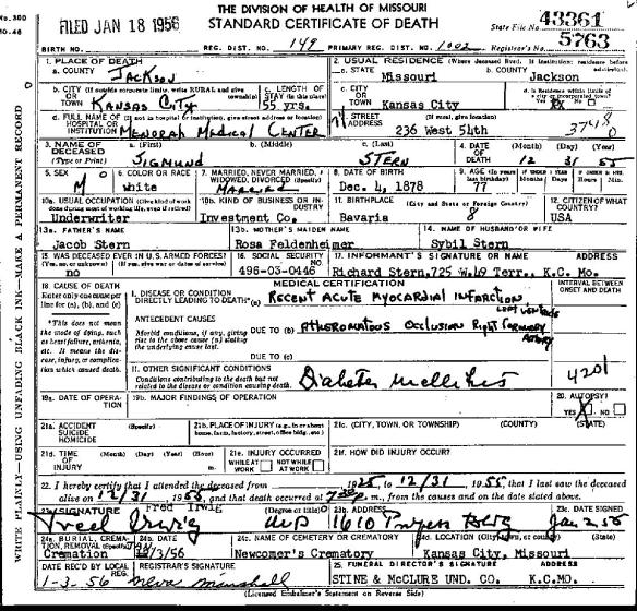 Sigmund Stern death certificate 1955-page-001