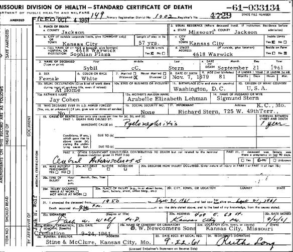 Sybil Cohen death certificate-page-001