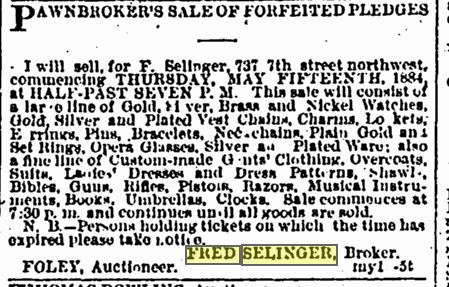 f selinger ad may 14 1884