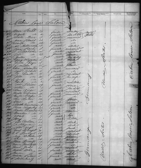 New York, Passenger Lists, 1820-1891," index and images, FamilySearch (https://familysearch.org/pal:/MM9.3.1/TH-1-16955-70464-13?cc=1849782 : accessed 09 Oct 2014), 233 - 3 Sep 1863-3 Oct 1863 > image 63 of 409; citing National Archives, Washington D.C.