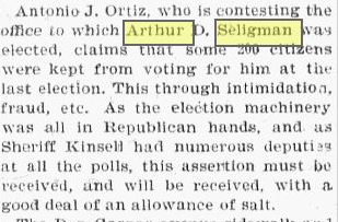 aseligman election challenge 1900