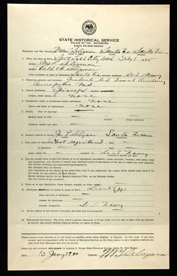 Morton Seligman WW 1 service history page 1