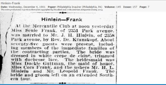 Senie Frank marriage announcement