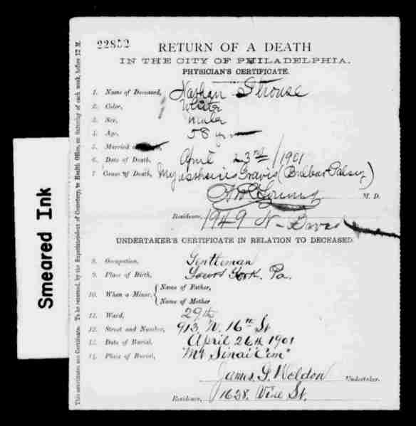 Nathan Strouse death certificate