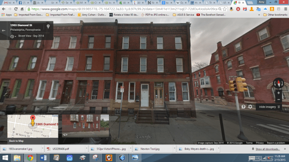 A Google maps street view of 1905 Diamond Street today https://www.google.com/maps/place/1906+Diamond+St,+Philadelphia,+PA+19121/@39.985795,-75.16485,3a,75y,9.88h,102.35t/data=!3m4!1e1!3m2!1sNauOwgjH6G0b9SashPvFxw!2e0!4m2!3m1!1s0x89c6c7e5ea5ac3ad:0x24ce19d41280b52c!6m1!1e1