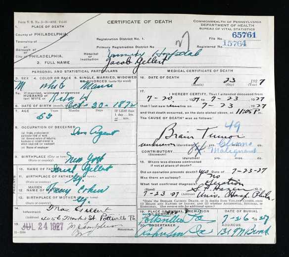 Ancestry.com. Pennsylvania, Death Certificates, 1906-1963 [database on-line]. Provo, UT, USA: Ancestry.com Operations, Inc., 2014.