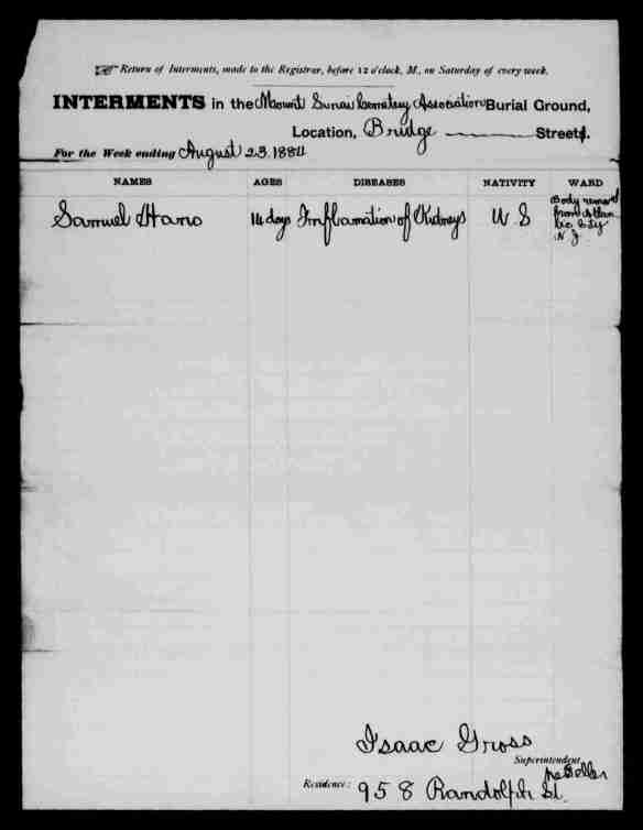 Samuel Hano death record