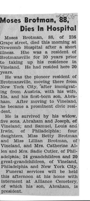Moses Brotman obituary
