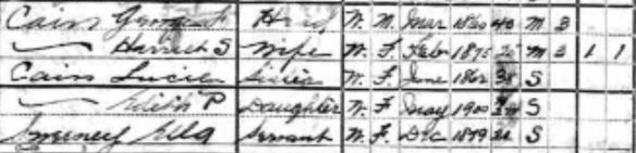 Cain family 1900 census
