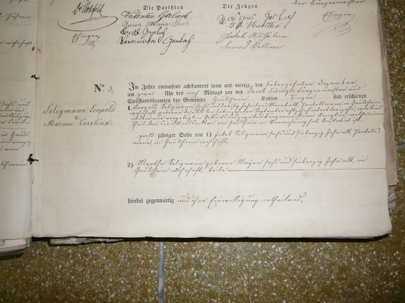 Leopold Seligmann marriage record