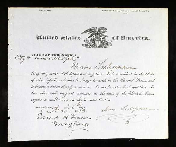 Marx Seeligman petition for naturalization