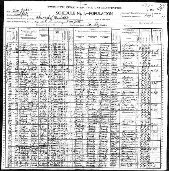 Oscar and Mary Kornfeld 1900 US census Year: 1900; Census Place: Manhattan, New York, New York; Roll: 1119; Enumeration District: 0849; FHL microfilm: 1241119