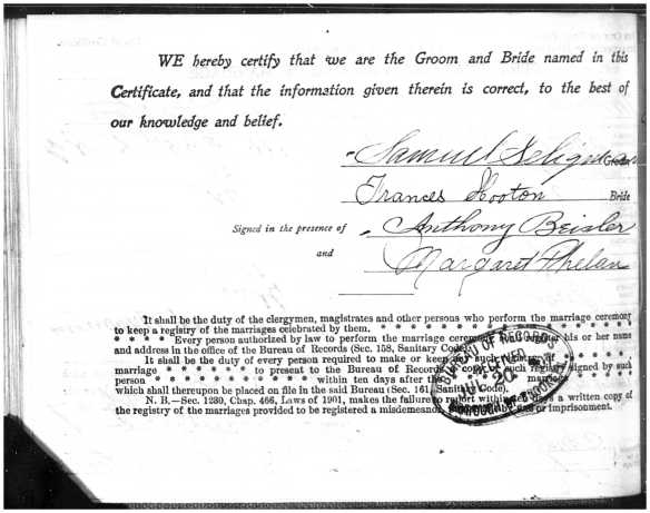 Seligman - Horton marriage page 2