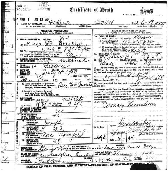 Cohn, Harold death page 1