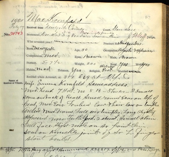 New York State Archives; Albany, New York; Sing Sing Prison, 1852-1938; Box: 14; Volume: 36