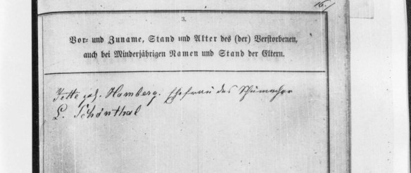 Henrietta Hamberg Schoenthal death record from Sielen HHStAW Abt. 365 Nr. 773, S. 10
