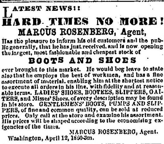 Advertisement Date: Thursday, July 19, 1860 Paper: Washington Reporter (Washington, Pennsylvania) Volume: LII Issue: 53 Page: 4