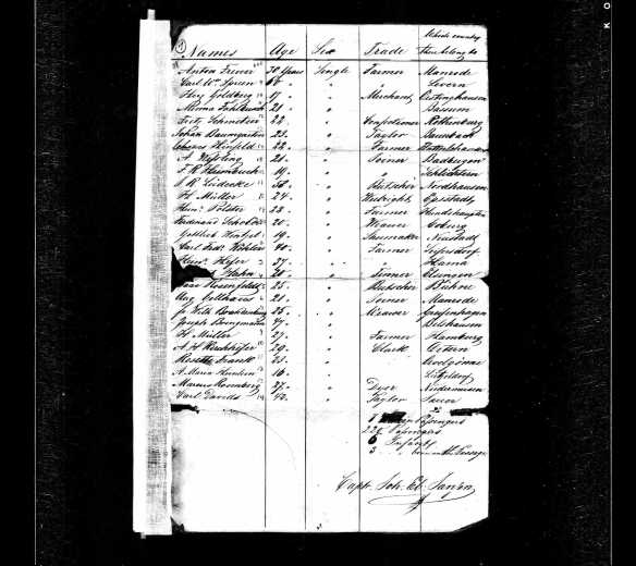Marcus Rosenberg ship manifest National Archives and Records Administration (NARA); Washington, DC; Records of the US Customs Service, RG36; Series: M255; Roll: 8