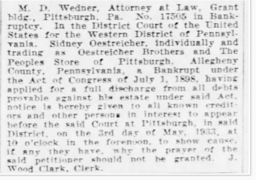 Pittsburgh Post-Gazette March 28, 1933 p. 18