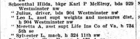 Title : Washington, District of Columbia, City Directory, 1914 Source Information Ancestry.com. U.S. City Directories, 1822-1989 [database on-line]. Provo, UT, USA: Ancestry.com Operations, Inc., 2011.