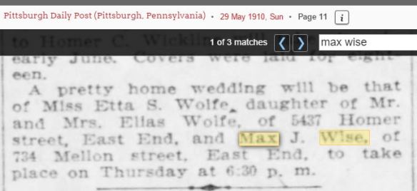 Etta Wolfe wedding notice