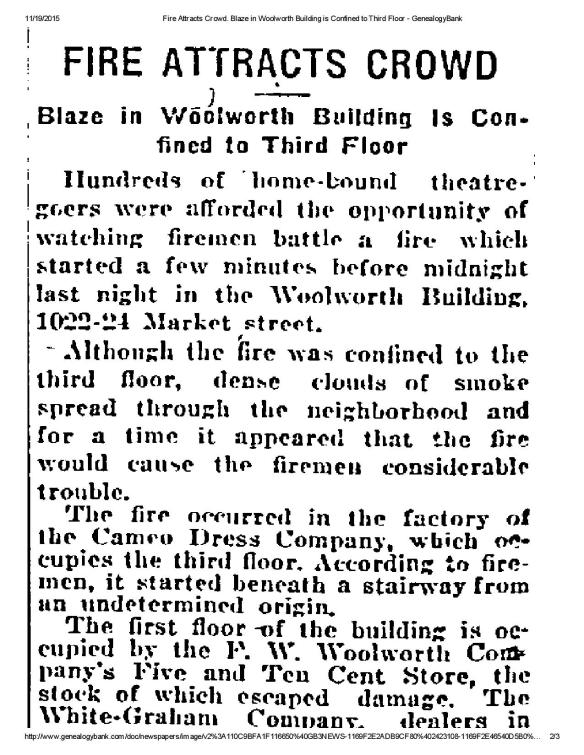 Philadelphia Inquirer, February 22, 1922, p. 3