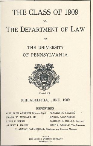 Penn Law 1909 Cameron